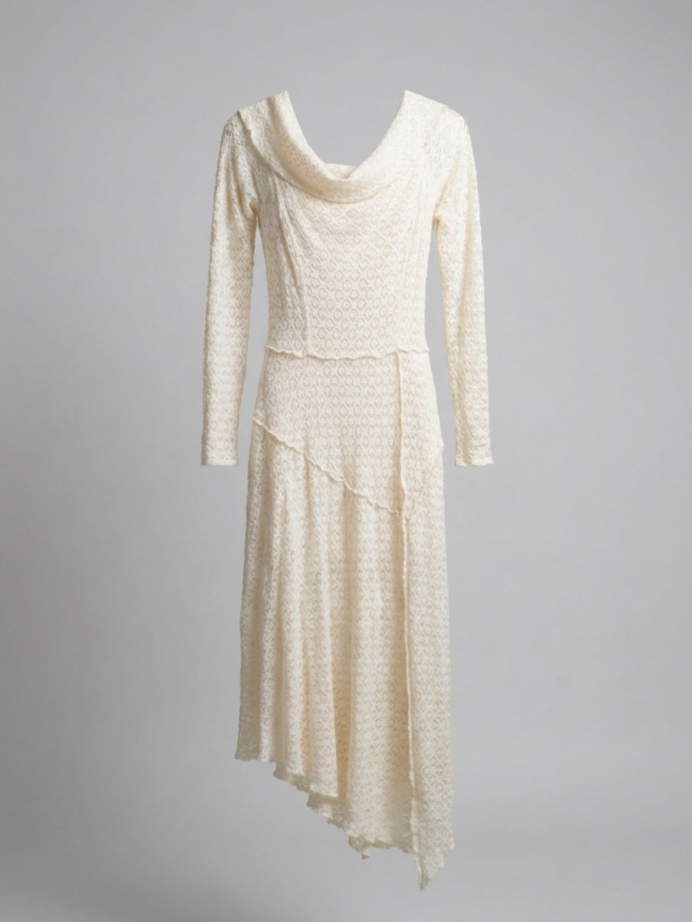 Silence + Noise Cowl Neck Asymmetrical Lace Dress